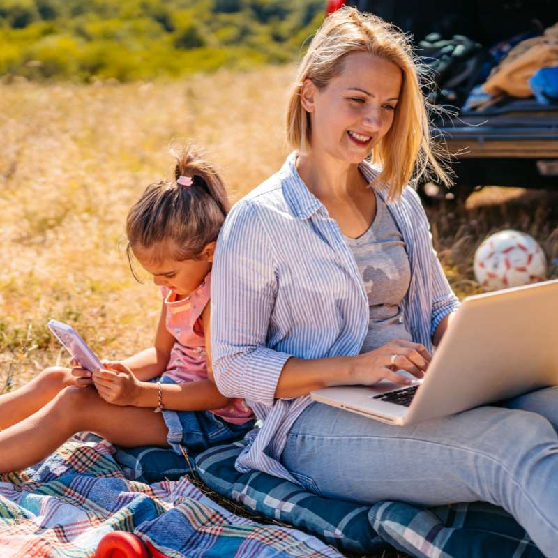 Mom and Daughter working on homeschool schedule
