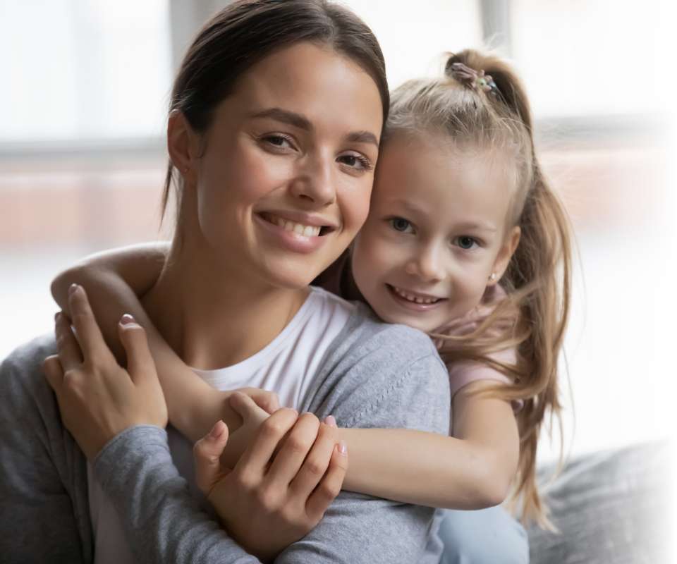 Picture of happy mom and daughter.